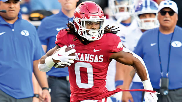 Razorbacks running back AJ Green on a 55-yard scoring run.